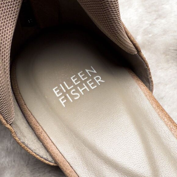 Eileen Fisher Allot Taupe Leather MeshPointed Toe Mesh Strap Flats Women Size 10 - Picture 11 of 15